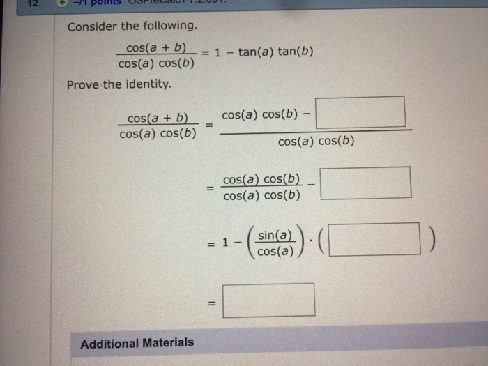 Solved Consider the following. π) tan(x) + 1 n)1 tan(x) | Chegg.com