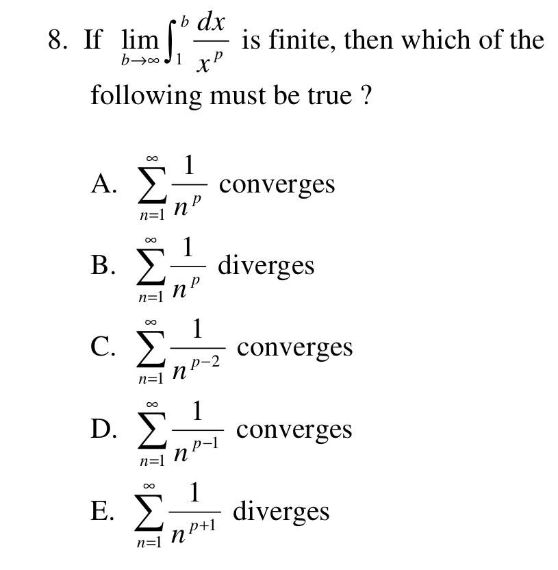 Solved B Dx 8 If Lim Is Finite Then Which Of The B 0j Chegg Com
