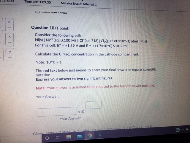 Solved 1 15 00 Time Left 1 09 30 Malaika Javaid Attempt 1 U Chegg Com Solved 1 15 00 Time Left 1 09 30 Malaika Javaid Attempt 1 U Chegg Com