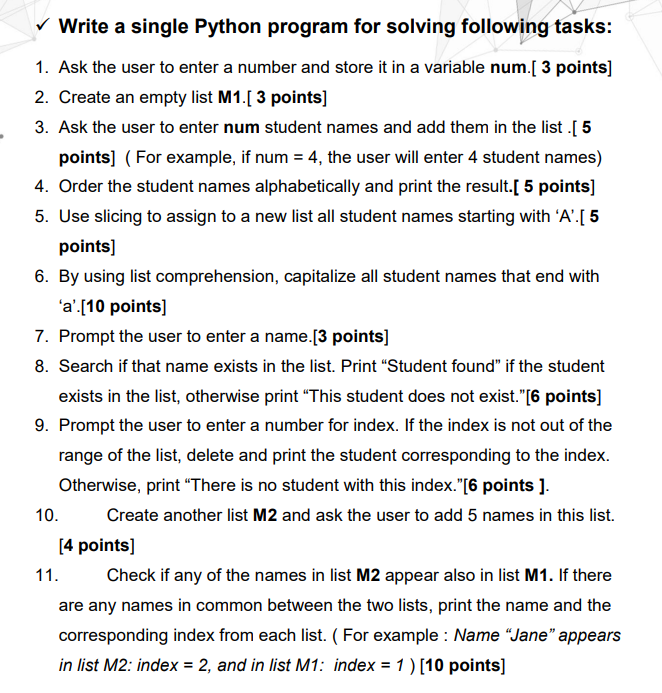 Solved Write a single Python program for solving following | Chegg.com