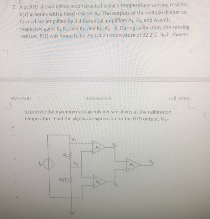 Solved 7. A pt RTD shown below is constructed using a | Chegg.com