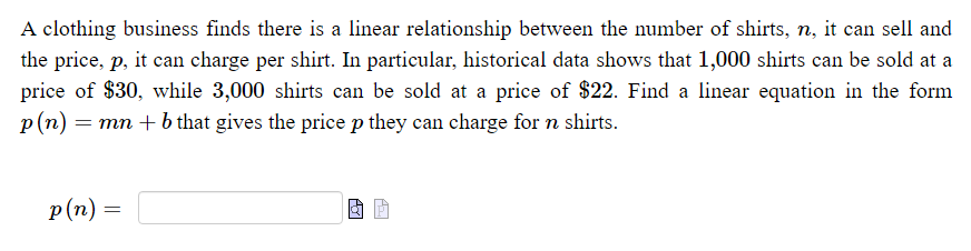 A clothing business finds there is a linear | Chegg.com A Clothing Business Finds There Is A Linear Relationship