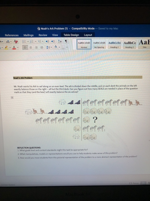 Solved Noah's Ark Problem (1) Compatibility Mode -Saved to | Chegg.com