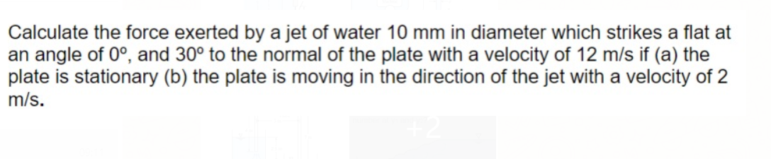 Solved Calculate the force exerted by a jet of water 10 mm | Chegg.com