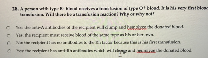Solved A person with type B- blood receives a transfusion of | Chegg.com