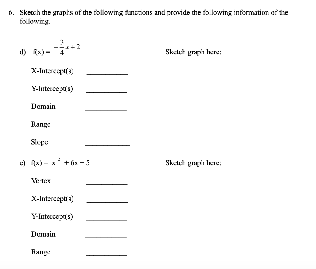 Solved 6. Sketch the graphs of the following functions and | Chegg.com
