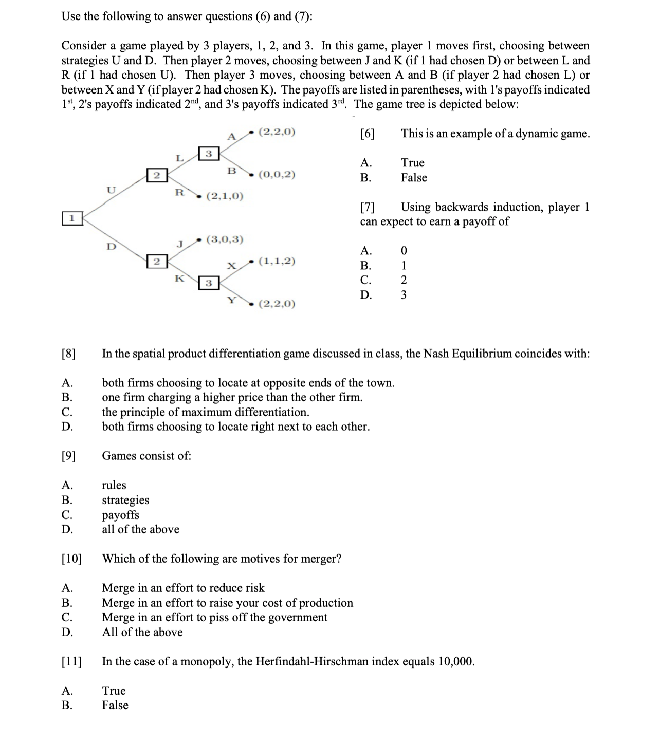 Solved Use the following to answer questions (6) and (7): | Chegg.com