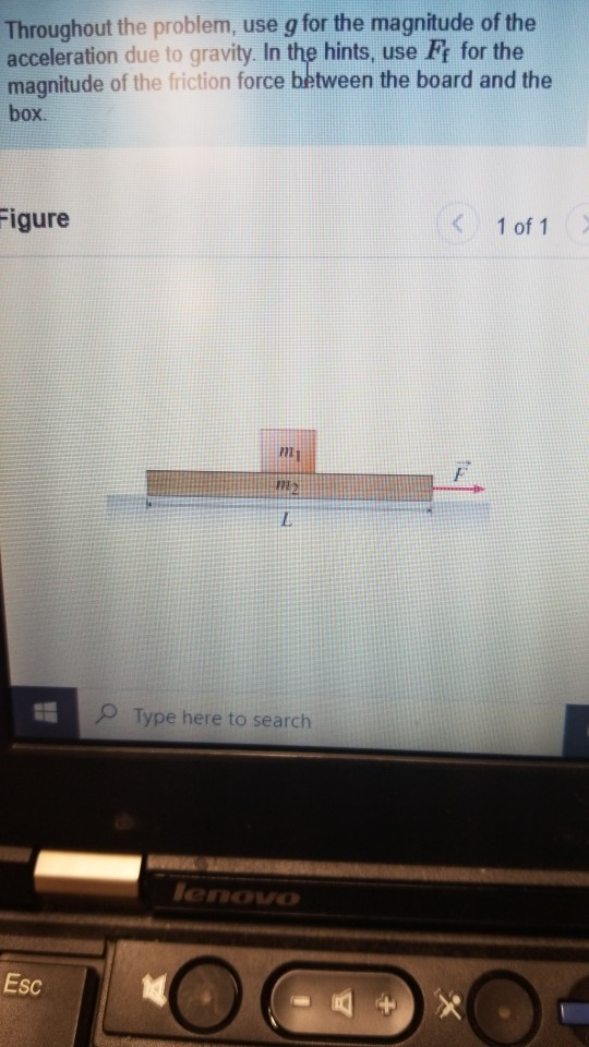 Solved A small box of mass M1 is sitting on a board of mass