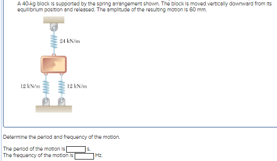 Solved A 40 Kg Block Is Supported By The Spring Arrangement | Chegg.com