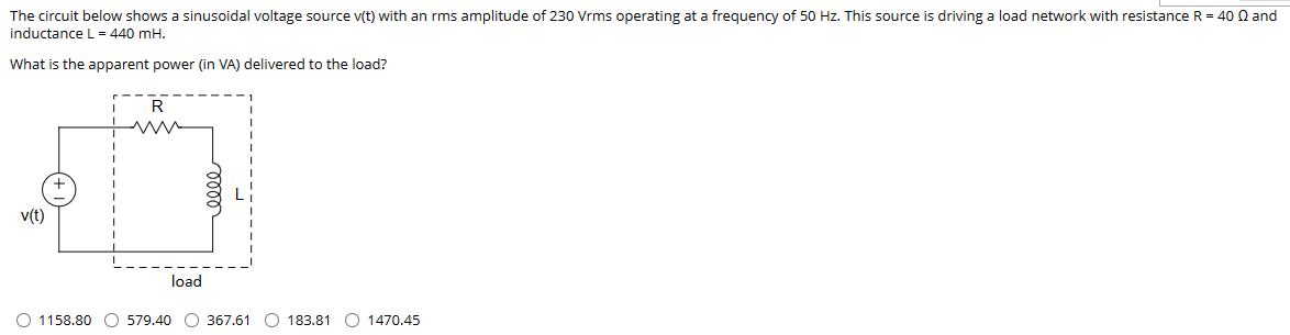 Solved The circuit below shows a sinusoidal voltage source | Chegg.com