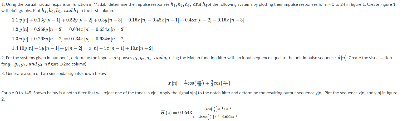 Solved 1. Using The Partial Fraction Expansion Function In | Chegg.com