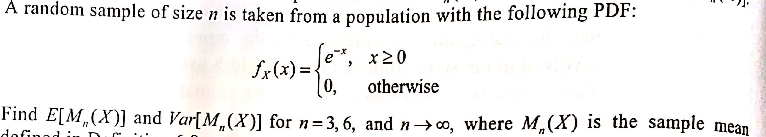 Solved A random sample of size n is taken from a population | Chegg.com