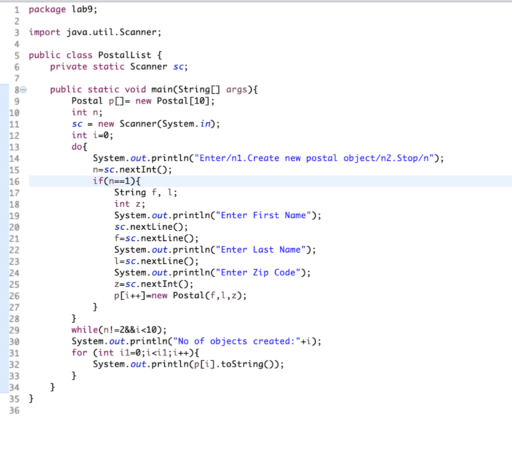 Solved In java, Design and implement a class named Postal | Chegg.com