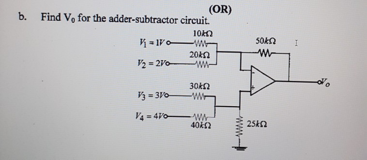 Solved b. (OR) Find V, for the adder-subtractor circuit. 10Ω | Chegg.com