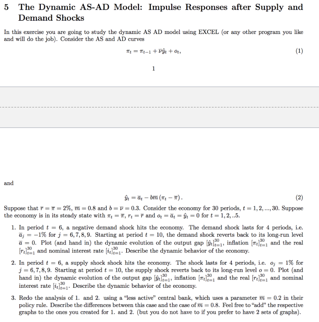 mastering the as-ad model: equilibrium and shifts - ... 5 The Dynamic AS-AD Model: Impulse Responses after | Chegg.com