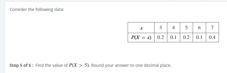 Solved Consider the following data: 6 7 3 4 5 P(X = x) 0.2 | Chegg.com
