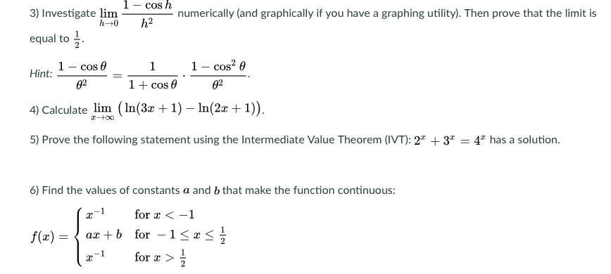 Solved 3) Investigate lim numerically (and graphically if | Chegg.com