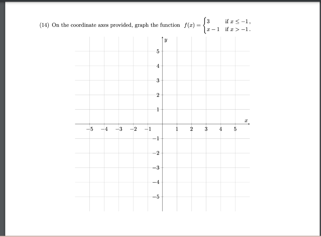 Solved (14) On the coordinate axes provided, graph the | Chegg.com