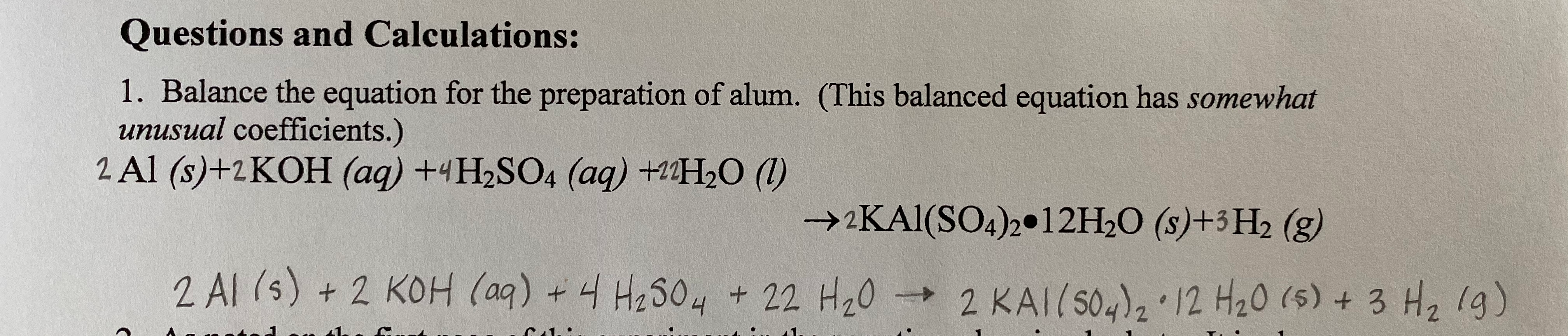 Solved 3. In the space below, show all of the calculations | Chegg.com