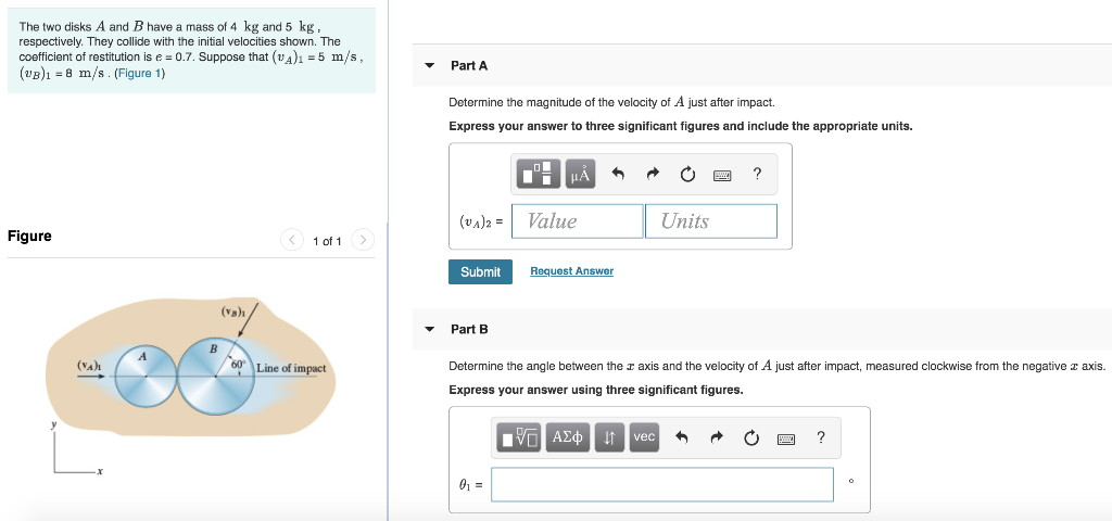 Solved The two disks A and B have a mass of 4 kg and 5 kg, | Chegg.com