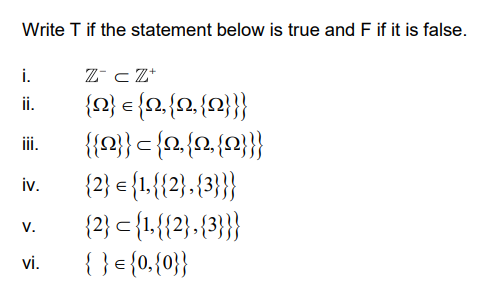 Solved Write T If The Statement Below Is True And F If It Chegg Com