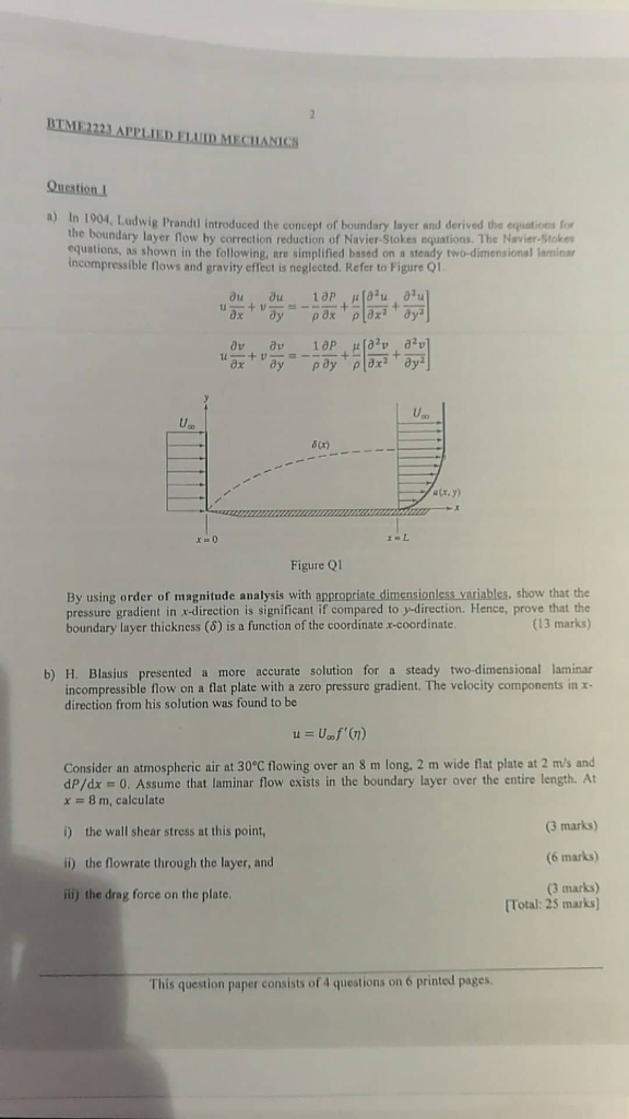 Solved Question a) In 1904, Ludwig Prandtl introduced the | Chegg.com