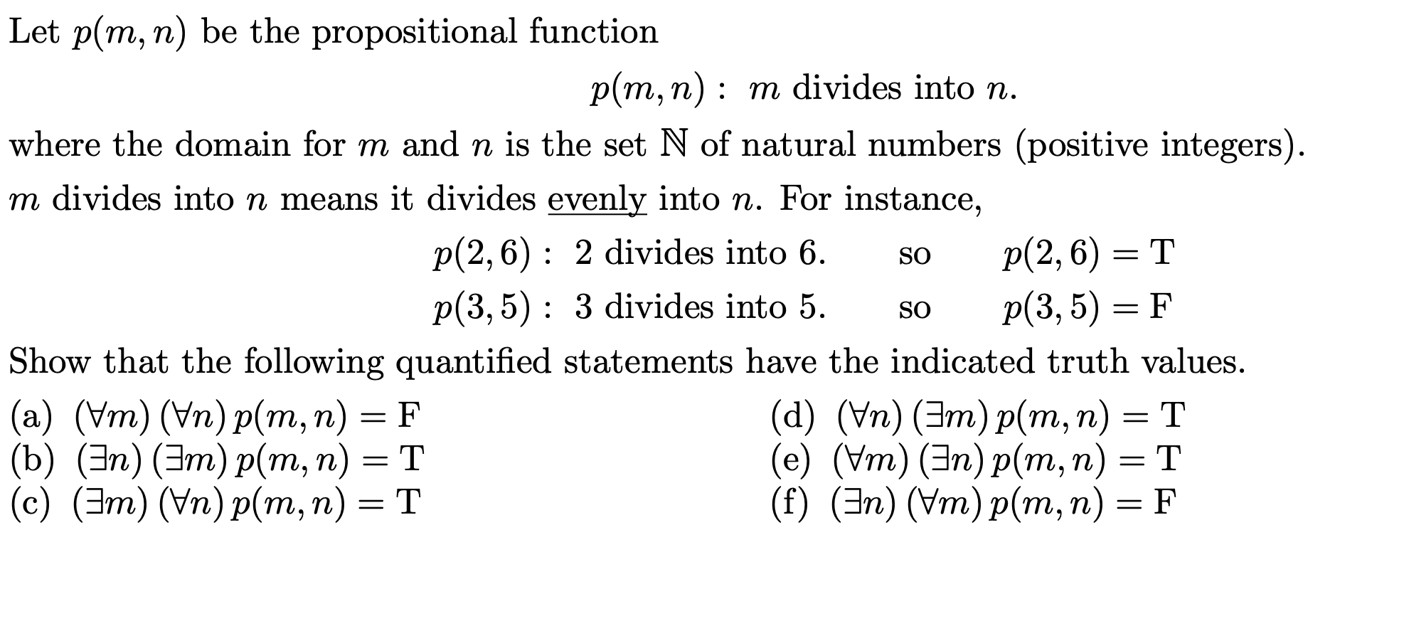 Solved SO Let p(m, n) be the propositional function p(m,n): | Chegg.com