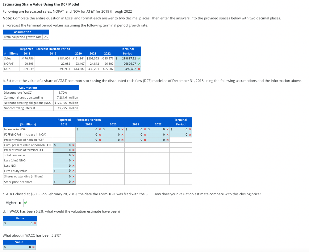 estimating-share-value-using-the-dcf-model-following-chegg