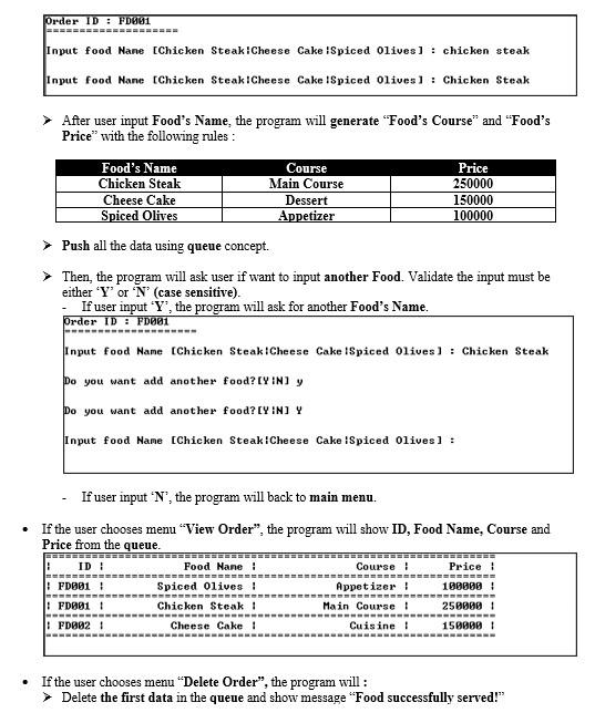 Solved Restaurant Order Mr. Lee is a manager from a | Chegg.com
