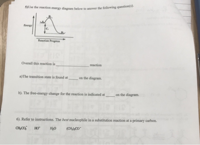 Solved 5)Use the reaction energy diagram below to answer the | Chegg.com
