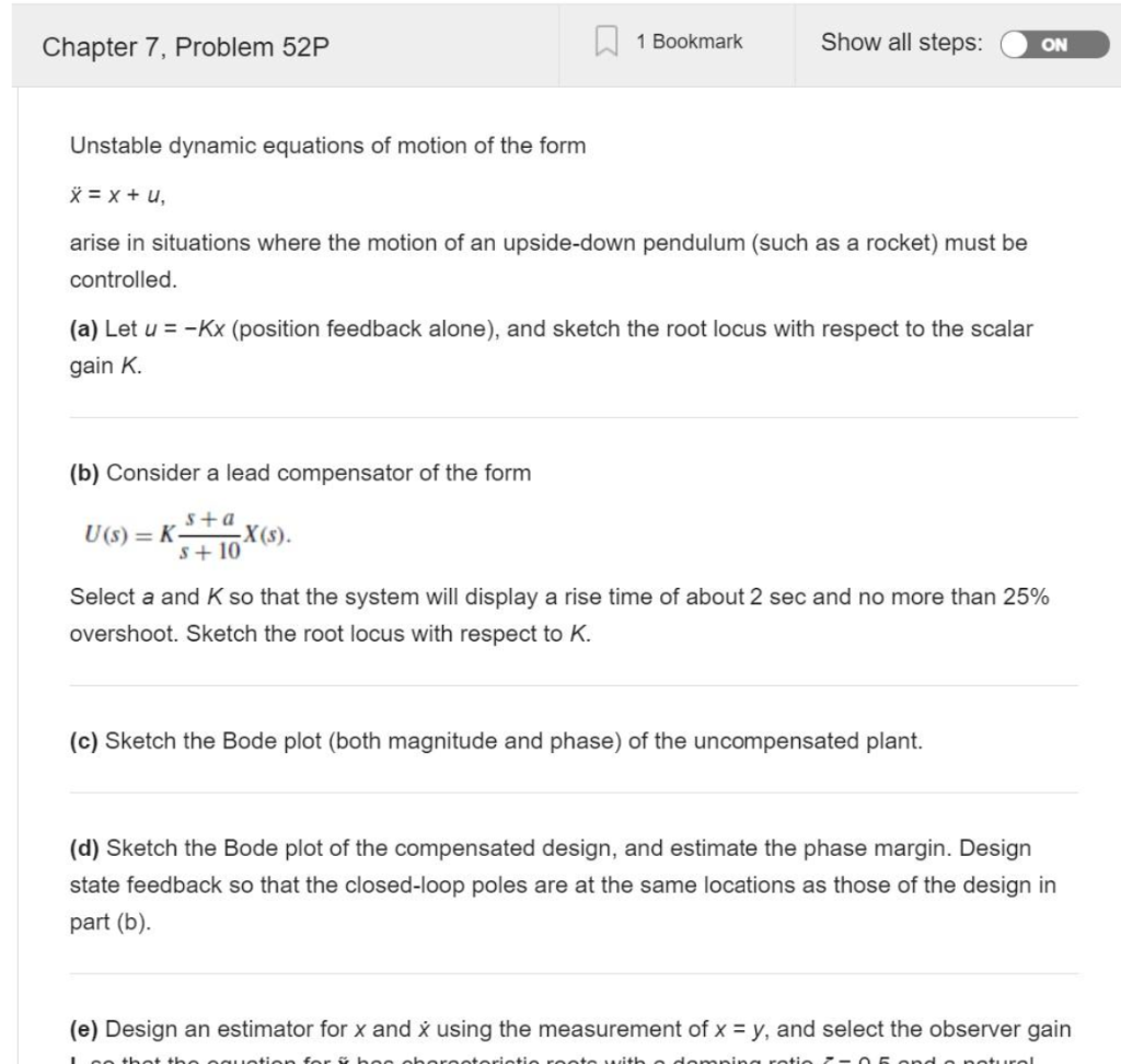 E Design An Estimator For X And X Using The Meas Chegg Com