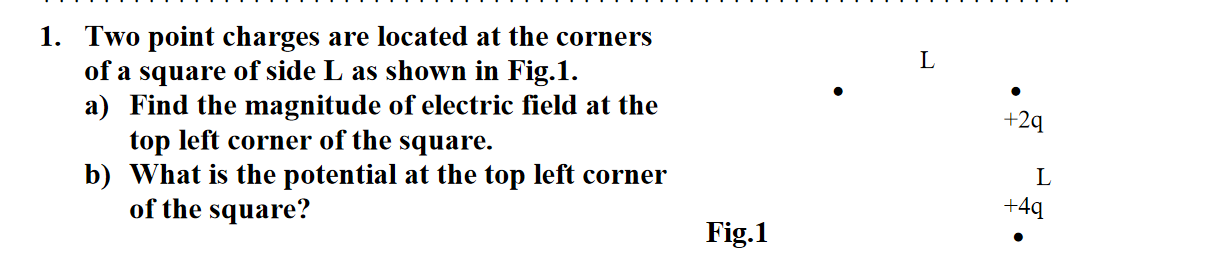 Solved L 1. Two point charges are located at the corners of | Chegg.com