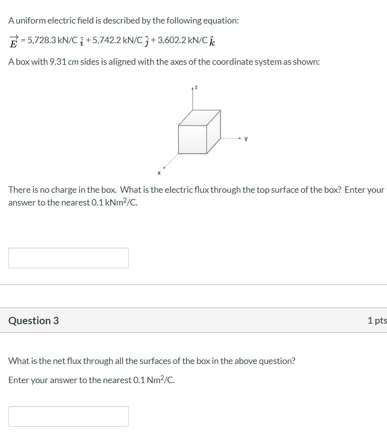 Solved A uniform electric field is described by the | Chegg.com