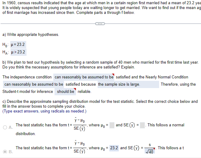 In 1960 , census results indicated that the age at | Chegg.com