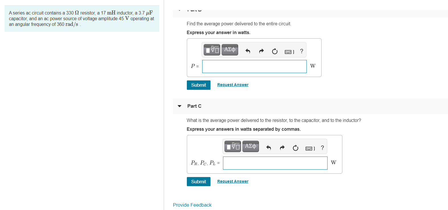 Solved A series ac circuit contains a 3302 resistor, a 17 mH | Chegg.com