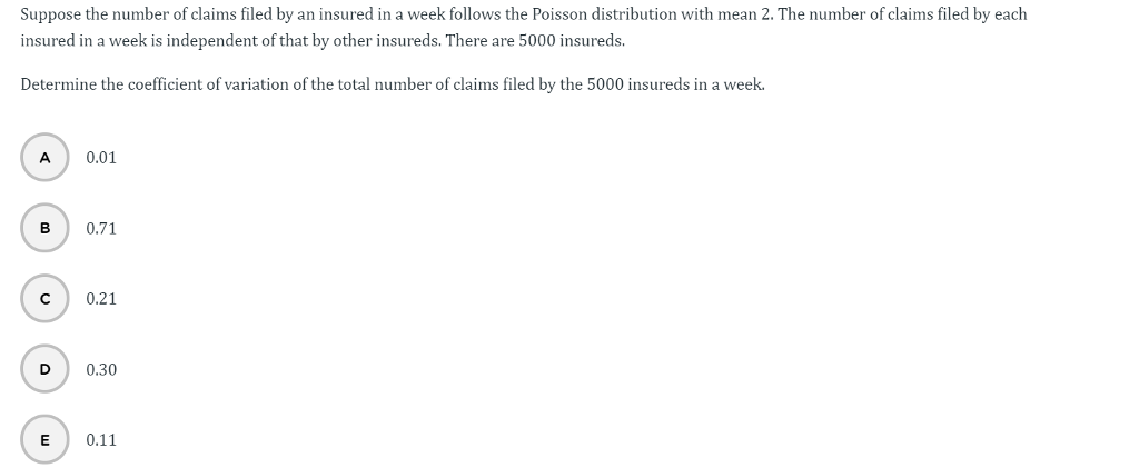 Solved Suppose The Number Of Claims Filed By An Insured In A | Chegg.com