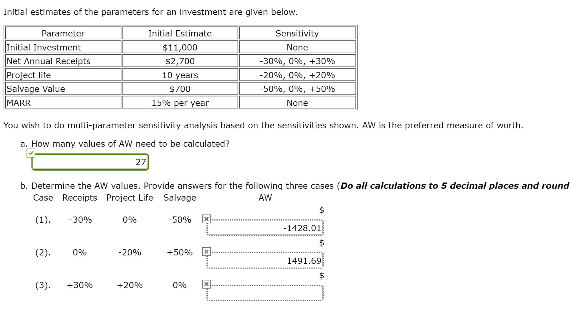 Solved Initial estimates of the parameters for an investment | Chegg.com