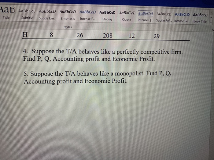 Solved Answer questions 4 and 5 based on the following | Chegg.com