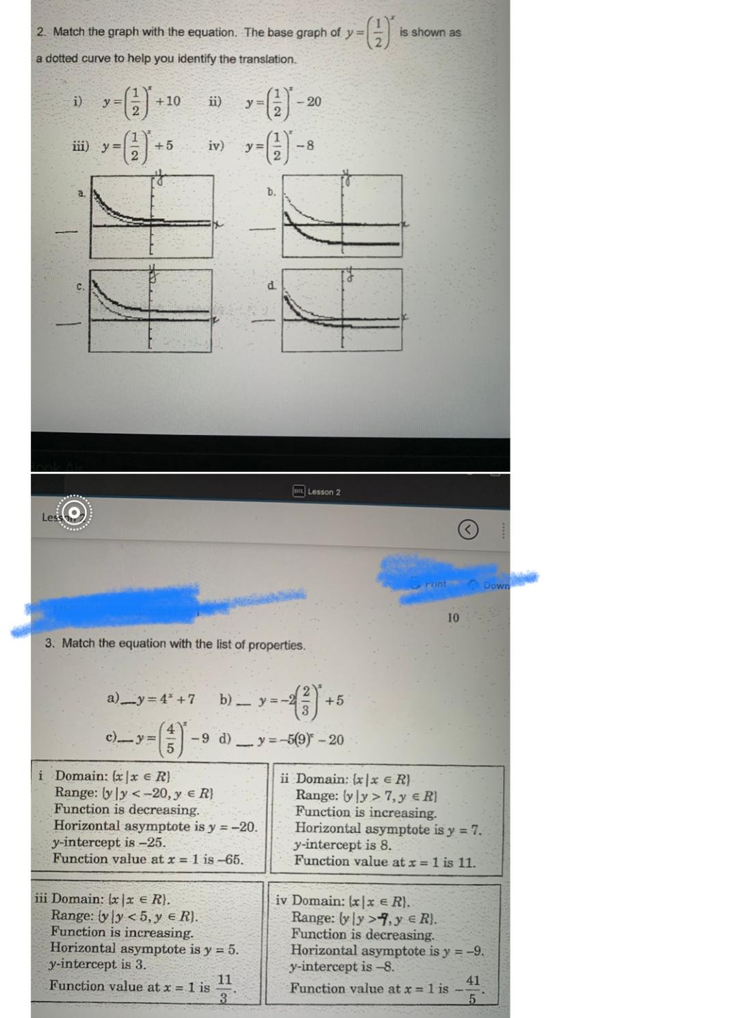 Solved 2. Match the graph with the equation. The base graph | Chegg.com