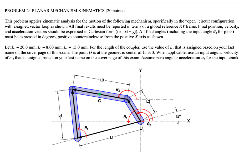 PROBLEM 2: PLANAR MECHANISM KINEMATICS [20 Points] | Chegg.com