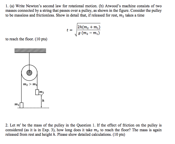 Solved 1. (a) Write Newton's Second Law For Rotational | Chegg.com