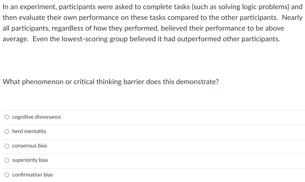 Solved In an experiment, participants were asked to complete | Chegg.com