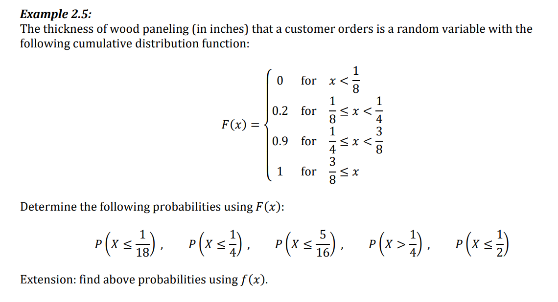 Solved Example 2.5: The thickness of wood paneling (in | Chegg.com