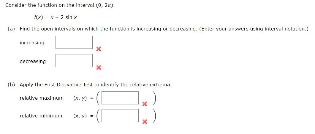 Solved Consider the function on the interval (0,2π). | Chegg.com