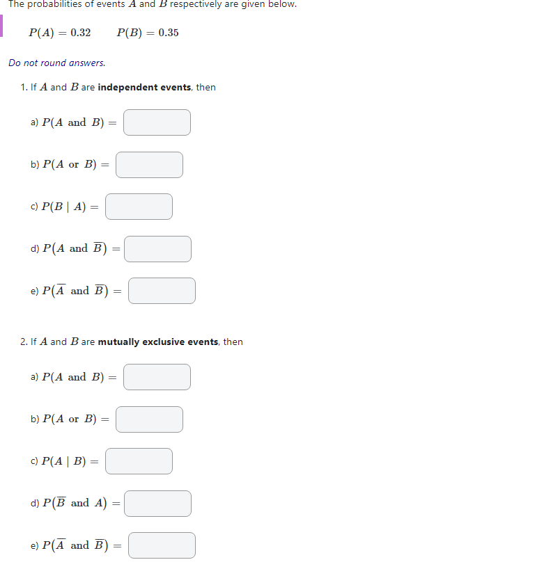 Solved The Probabilities Of Events A And B Respectively Are | Chegg.com