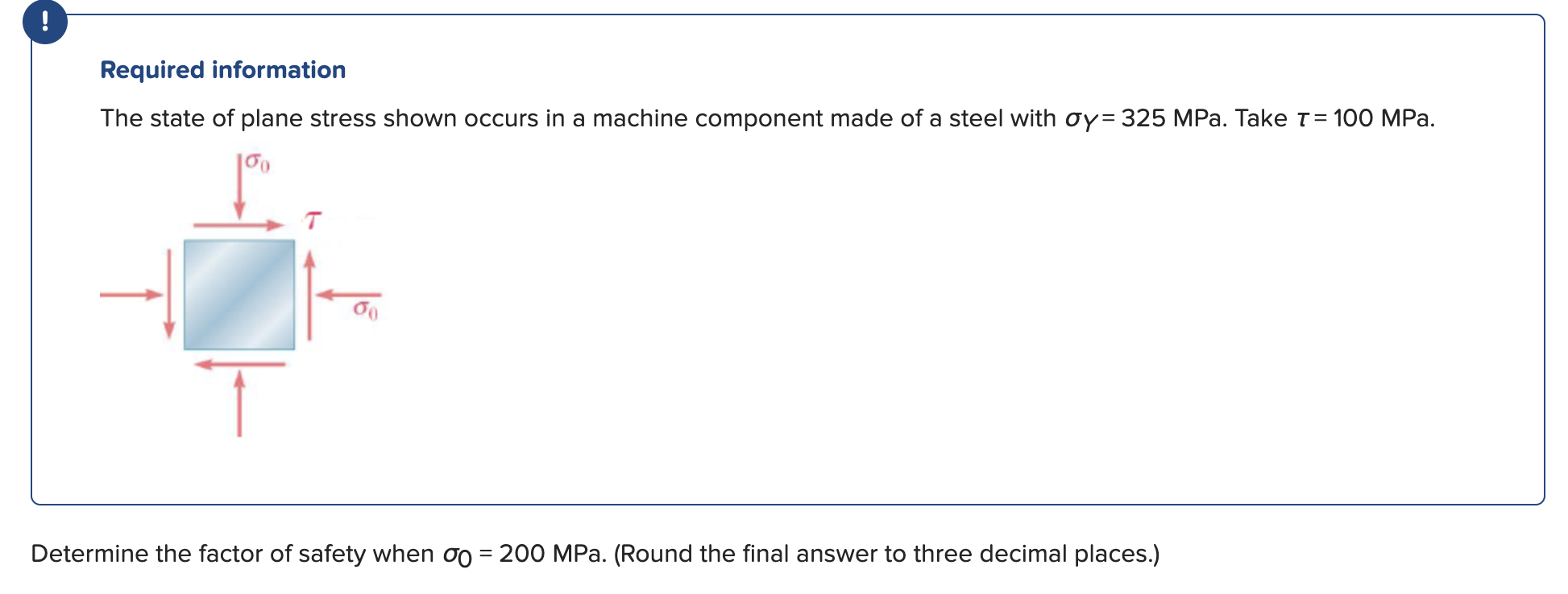 Solved The state of plane stress shown occurs in a machine | Chegg.com