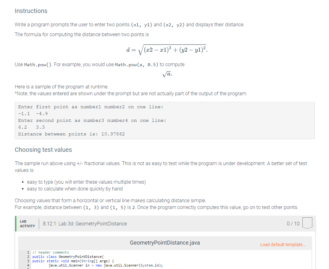 (Solved) : Instructions Write Program Prompts User Enter Two Points X1 ...