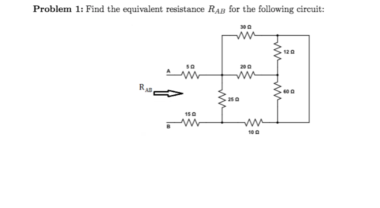 Solved Problem 1: Find the equivalent resistance RAB for the | Chegg.com