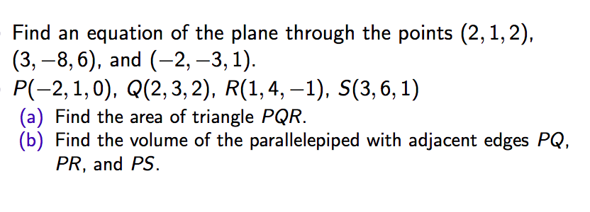 Solved Find An Equation Of The Plane Through The Points 2962