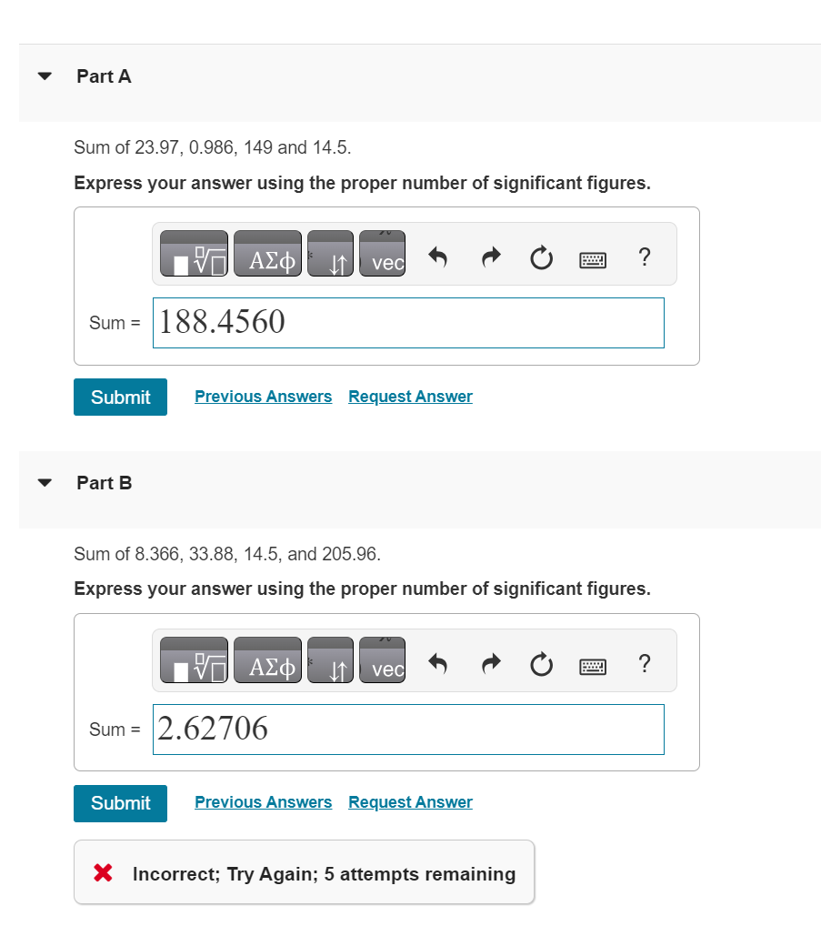 Solved Sum of 23.97,0.986,149 and 14.5 . Express your answer | Chegg.com